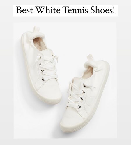 The best white tennis shoes for being on your feet all day, walking, etc. Are these Mariah sneakers from #maurices!! #springshoes #whitesneakers 

#LTKShoeCrush #LTKSaleAlert #LTKStyleTip