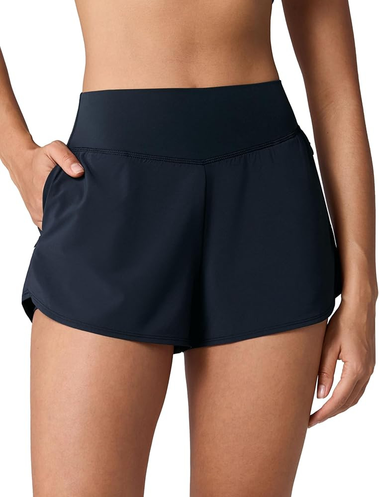 High Waisted Athletic Shorts for Women 2.5'' Workout Gym Track with Liner Zip Pockets Quick Dry R... | Amazon (US)