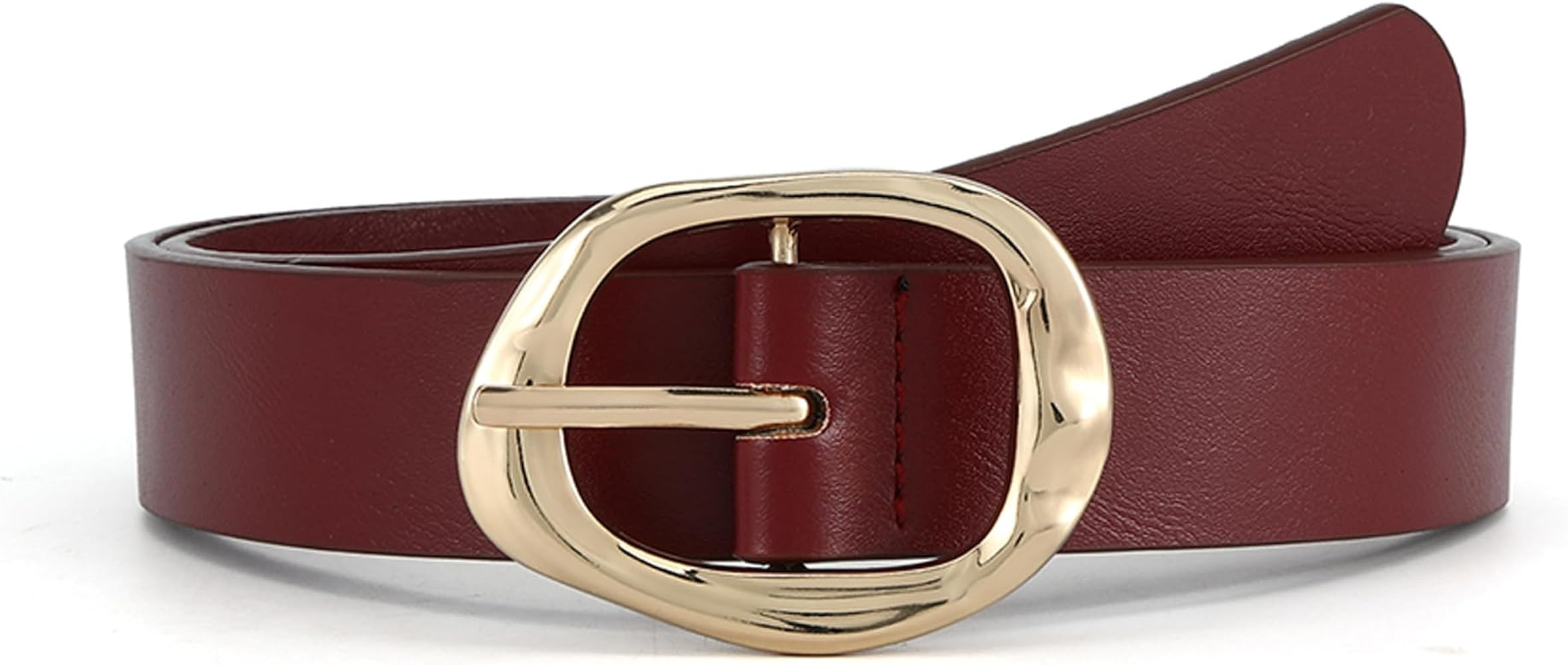 Earnda Leather Belts for Women Casual Fashion Waist Belt with Liquid Shapes Gold Buckle for Jeans... | Amazon (US)