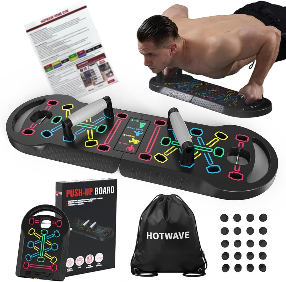 HOTWAVE Push Up Board Fitness, Portable Foldable 20 in 1 Push Up Bar at Home Gym, Pushup Handles ... | Amazon (US)