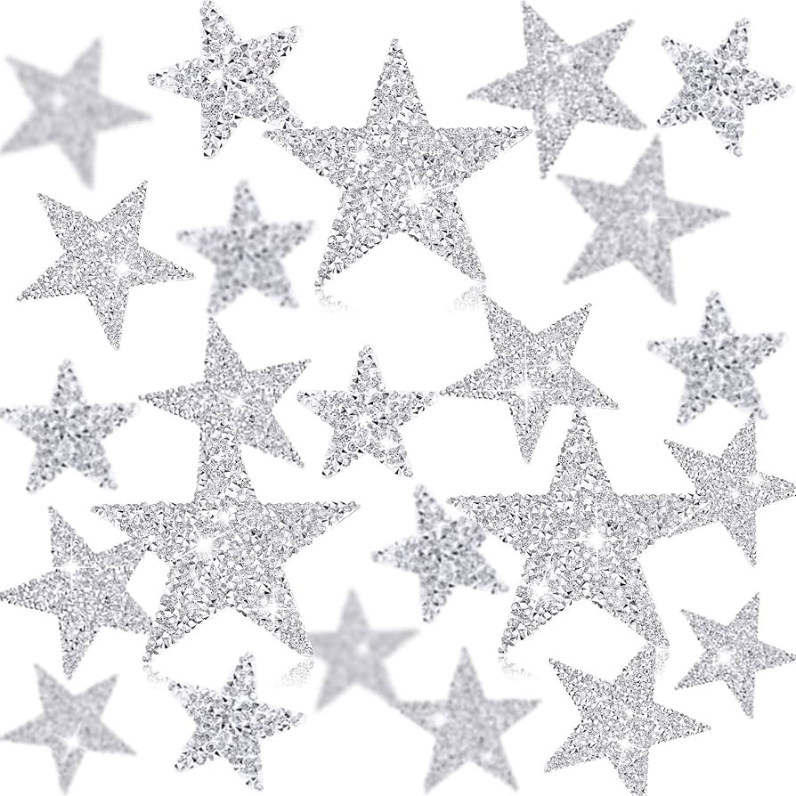 Syhood 24 Pieces Star Patches Iron on Rhinestone Adhesive Sequin Glitter Star Patches Appliques f... | Amazon (US)