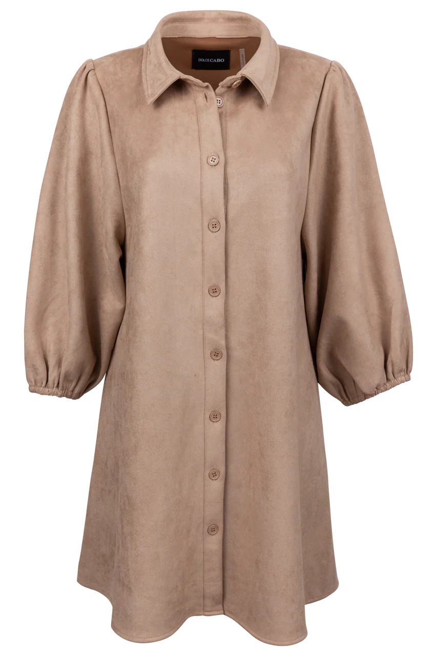 Dolce Cabo Faux Suede Western Shirt Dress | Pinto Ranch | Pinto Ranch