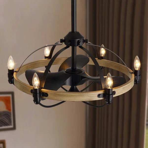 Arezo 27.17" Classic Black Caged Farmhouse Ceiling Fan With Light Kit And Remote Control | Wayfair North America