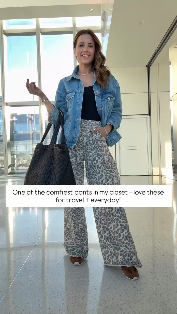 My travel outfit of the day! Leopard trouser style sweatpants in XXS regular. Denim jacket in XXS petite. Tory Burch suede sneakers are SO comfy! I went up half a size! Fall outfit. Airport outfit. MZ Wallace quilted travel tote. 


#LTKTravel #LTKootd #LTKSeasonal