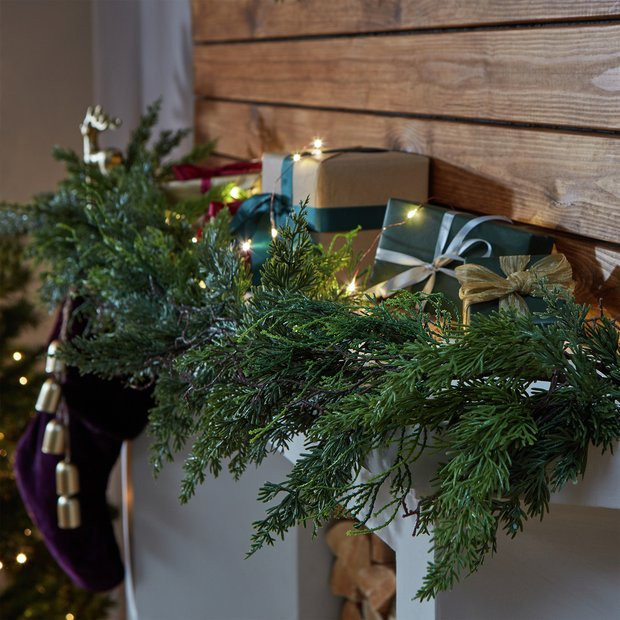 Buy Habitat Luxe Green Cedar Foliage Christmas Garland | Christmas wreaths and garlands | Argos | argos.co.uk