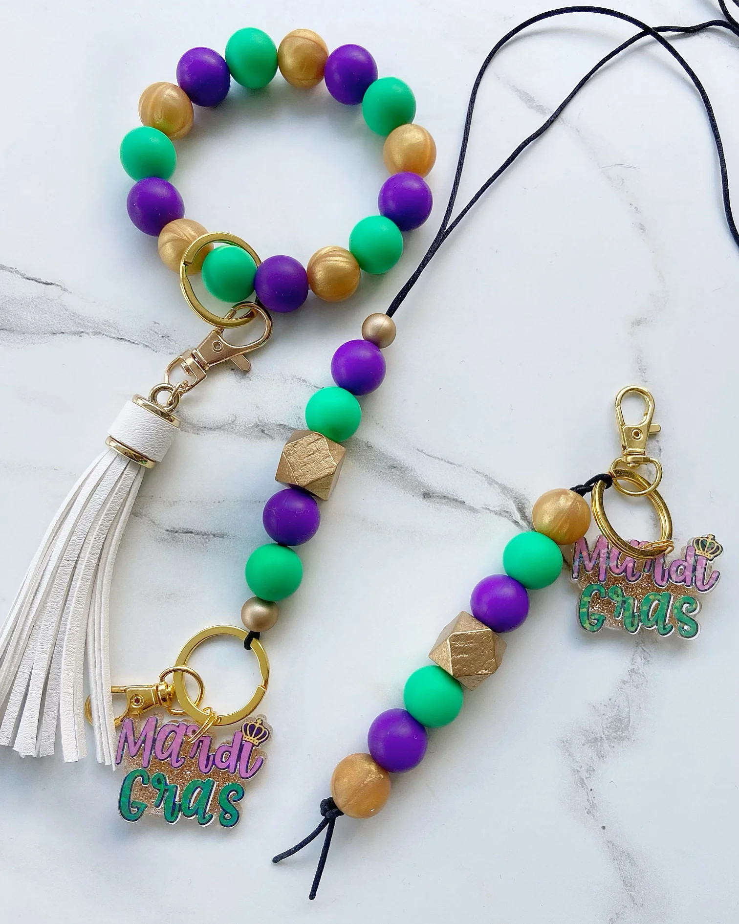 Mardi Gras Collection (WITHOUT charm) | Lanyard Lovebirds