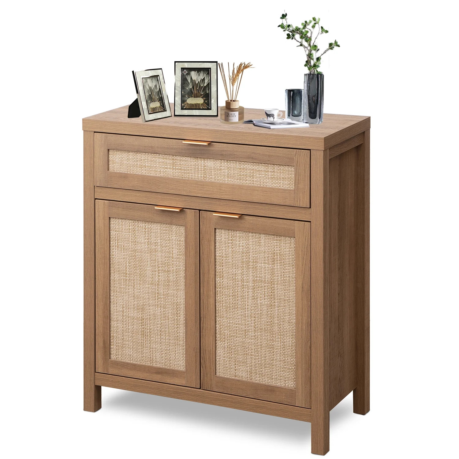 Omni House Sideboard Buffet Cabinet with Drawer,Farmhouse Rattan Storage Cabinet with 2 Doors,Cof... | Walmart (US)