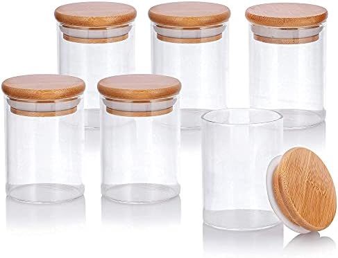 4 oz oz Clear Glass Tall Jar with Bamboo Silicone Sealed Lid (6 Pack) | Amazon (US)