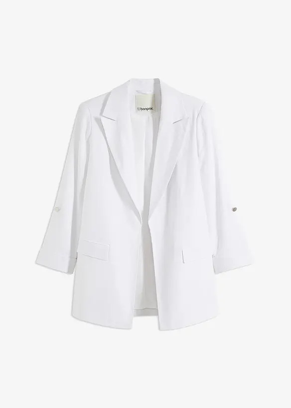Leinen Blazer mit gerafften Ärmeln | Bonprix DE