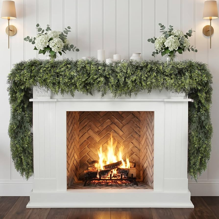 Daynight 9FT Faux Cedar Garland, Thick Full Lush Christmas Mantel Garlands | Amazon (US)