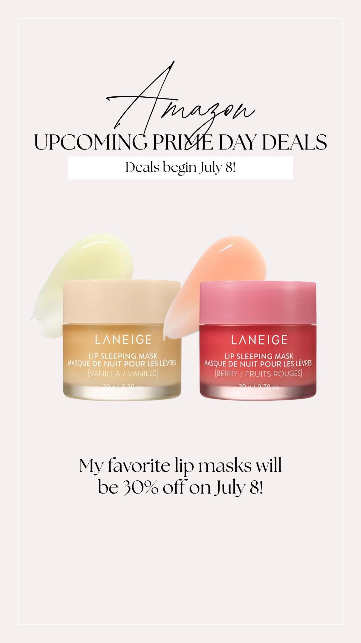 My favorite lip masks will be on sale july 8 30% off! 

#amazonpartner @amazon #founditonamazon @amazonbeauty 