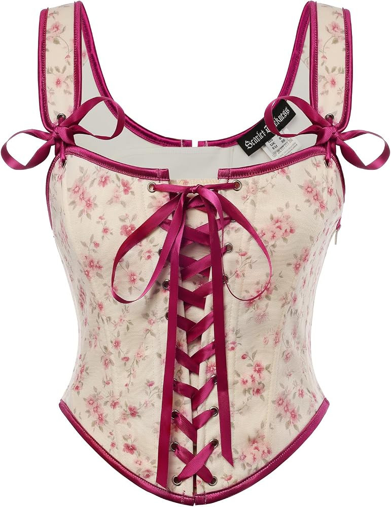 SCARLET DARKNESS Women Renaissance Corset Lace-up U-Neck Floral Corset Top Shapewear Bustier | Amazon (UK)