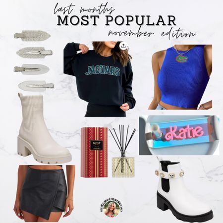 MOST POPULAR : NOVEMBER!!
grab some last minute gifts for christmas before it’s too late!!
i love the cute little pearl hair clips for doing your makeup! also loving the diffusers, i just grabbed some more at tjmaxx today!!
of course you still need to grab some jags and gators apparel for your favorite sports fan in your life! they make great christmas gifts!! 
i love my name plate for my stanley, they are so cute and really add some personality!! 

#gators #uf #duval #jags #jacksonville #boots #booties #nude #chelseaboots #winterboots #fallboots #diffuser #reeddiffuser #nest #fragrance #home #skirt #skort #vici #stanley 

#LTKHoliday #LTKGiftGuide #LTKshoecrush