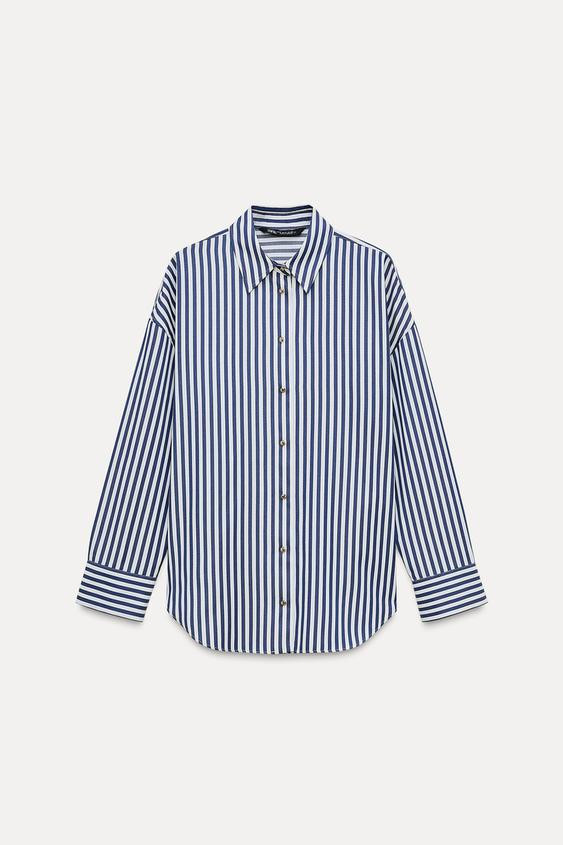 METALLIC THREAD STRIPED SHIRT | Zara US