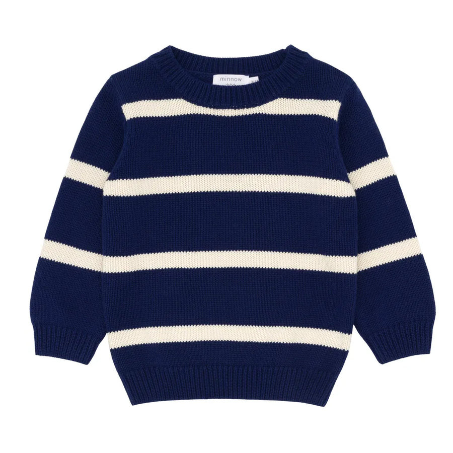 unisex navy and cream wide stripe knit sweater | minnow