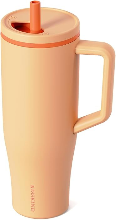 KISSKIND 40 oz Tumbler with Handle and Straw | Lumi Spin Hidden Straw 100% Leakproof Insulated Tu... | Amazon (US)