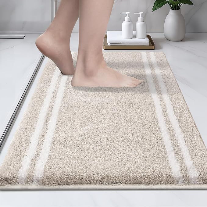 PURRUGS Bathroom Rug Non-Slip Machine Washable 20" x 30", Super Absorbent and Quick Dry Shaggy Mi... | Amazon (US)