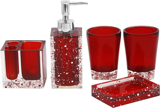 LUANT 5-Piece Resin Bathroom Accessory Set with Soap Dish, Dispenser, Toothbrush Holder and Tumbl... | Amazon (US)