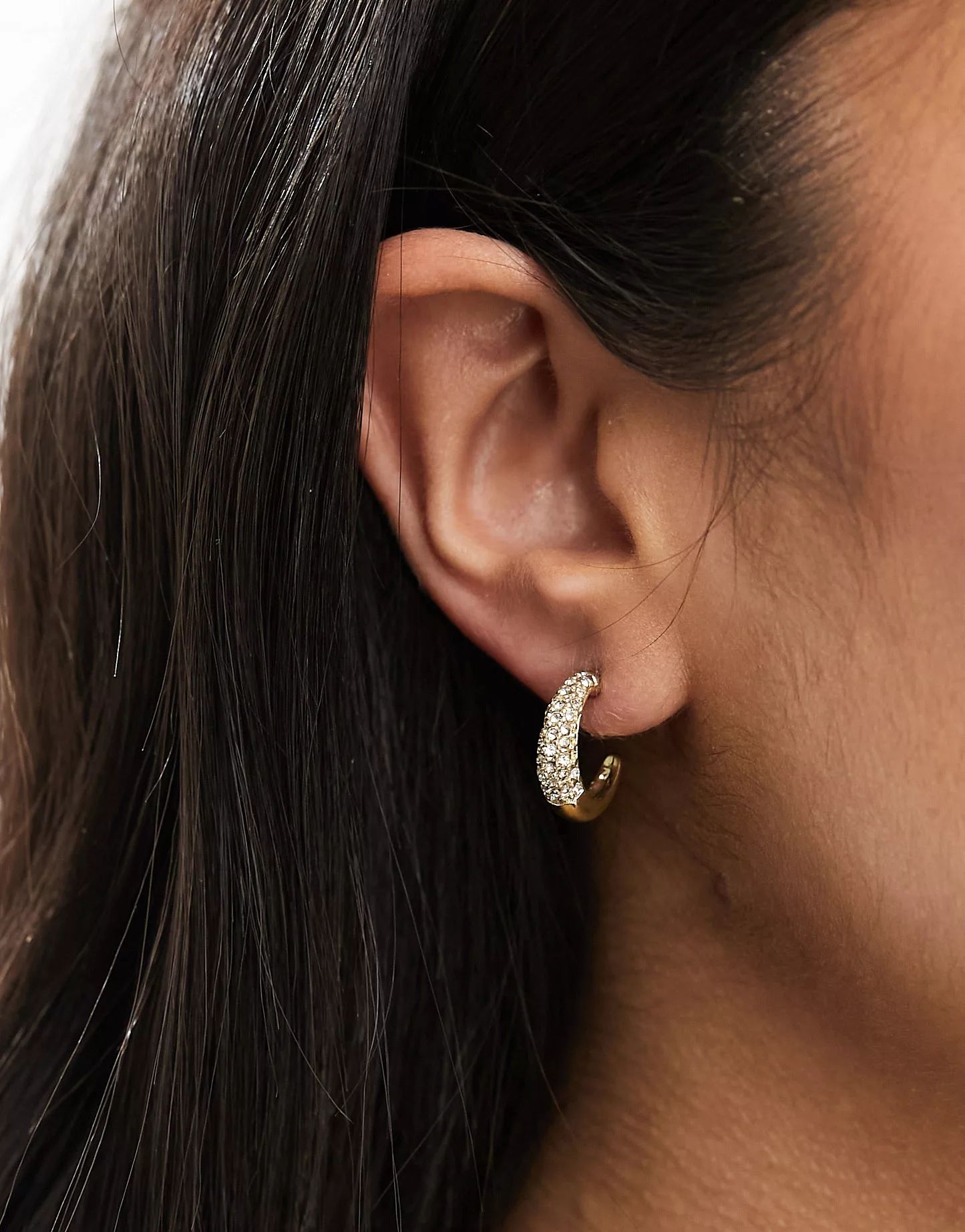 Pieces 18k plated gift boxed diamante hoop earrings in gold | ASOS | ASOS (Global)