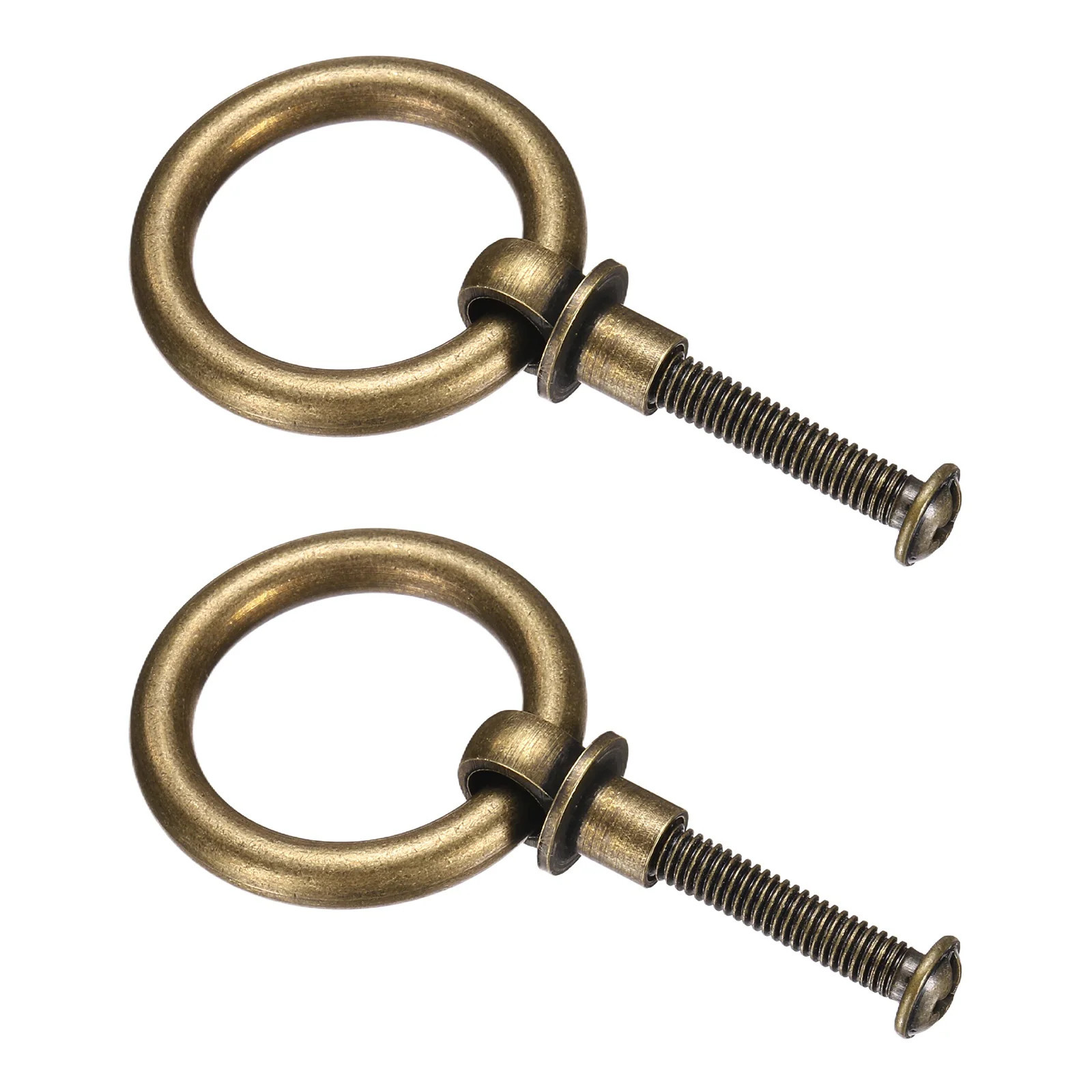 Unique Bargains 2pcs 1.18inch Brass Drawer Pulls and Knobs Cupboard Cabinet Drawer Rings Pulls Knob with Screws for Dresser Cabinet Closet Cupboard | Lowe's