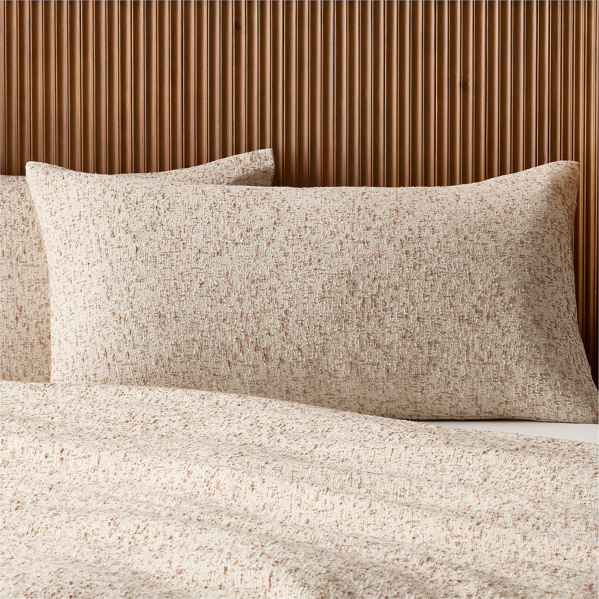Lara Organic Cotton Warm White Boucle King Pillow Shams Set of 2 + Reviews | CB2 | CB2