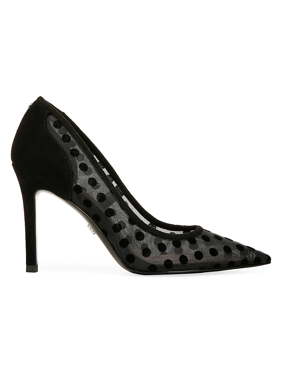 Women's Hazel 95MM Polka-Dot Mesh Pumps - Black - Size 5.5 | Saks Fifth Avenue