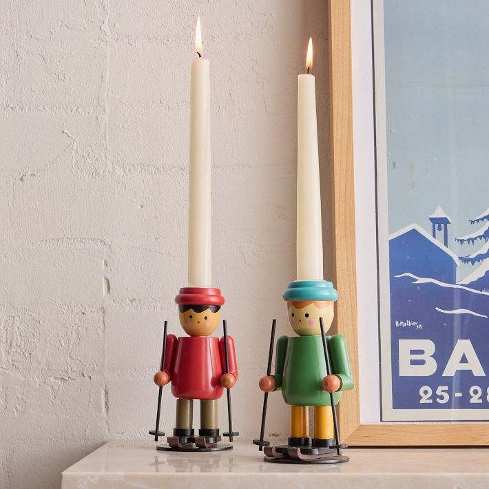 Skier Wood Taper Holders | West Elm (US)