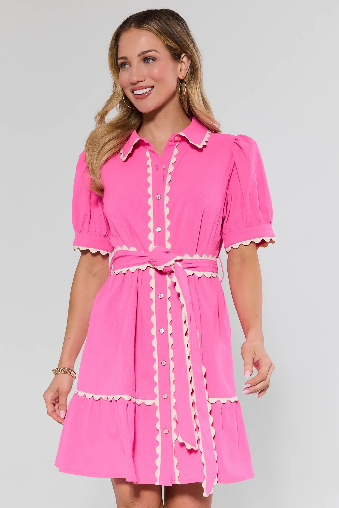 Tate Pink Belted Short Dress | Avara