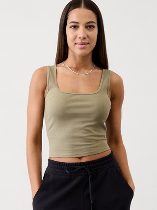 Signature Rib Square Neck Crop Tank | Athleta