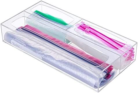 AQUIVER Acrylic 2.5 Gallon Bags Organizer - Ziplock Bags Storage Organizer for Drawer - Plastic Food | Amazon (US)