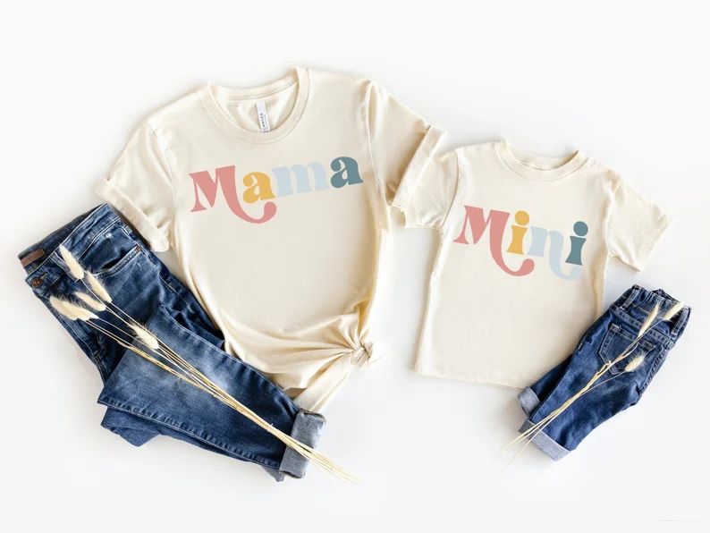Retro Mama Mini Shirt, Mothers Day Gift, Mama and Mini Matching Shirts, Mommy and Me Shirt, Mommy... | Etsy (US)