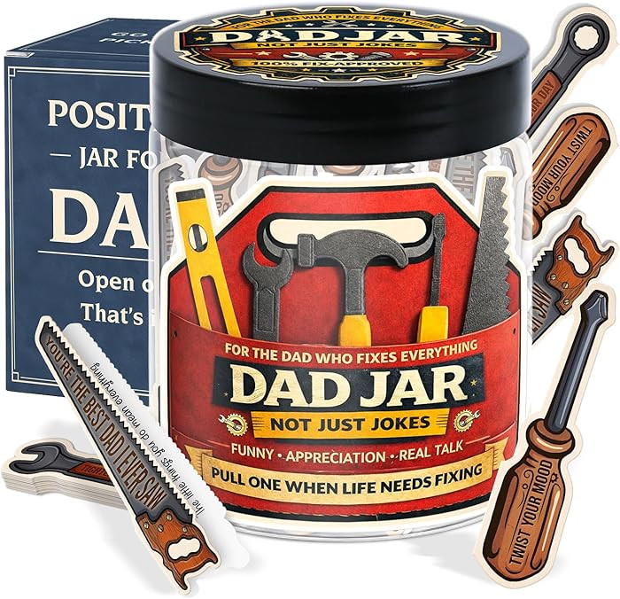 60 Dad Jokes Cards Jar, Funny Birthday Gift for Dads from Daughter, Son, Wife - Stocking Stuffers... | Amazon (US)