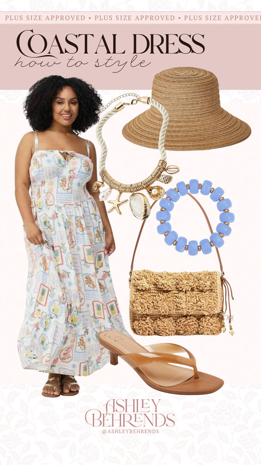Okay @Torrid, I see you and this plus size approved maxi dress. The colors  🍋 🍊 and print are gorgeous for summer and the drop waist and tie detail on the front are so flattering. This chunky @Target necklace, foldable hat and jelly kitten heel sandal along with this beaded light blue bracelet and stunning raffia handbag are giving plus size coastal 🌊 baddie vibes. 
European vacation outfit inspo, summer beach outfit inspo, vacation date night outfit inspo

#LTKSeasonal #LTKSaleAlert #LTKPlusSize