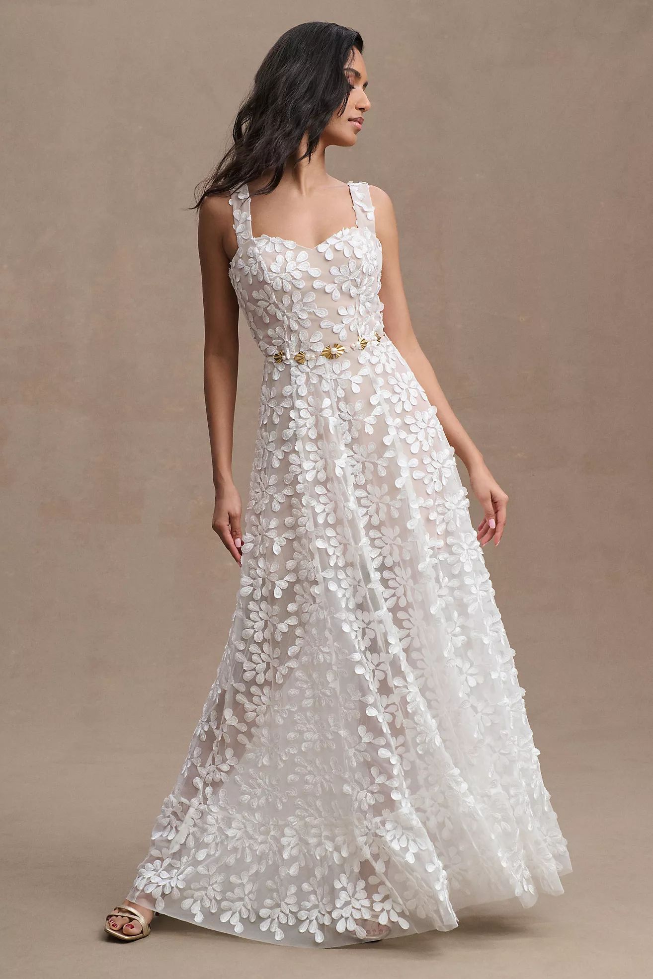 Dress The Population Anabel Sweetheart Embroidered Gown | Anthropologie (US)