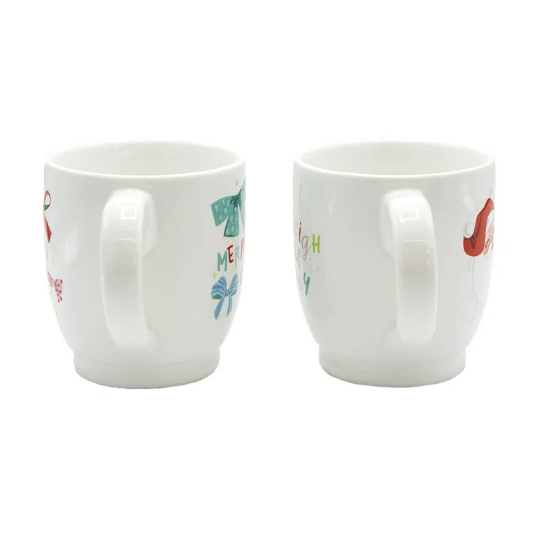 Stoneware Santa Mugs, Pink and White, 10.15 fl oz, 2 Count, by Holiday Time | Walmart (US)