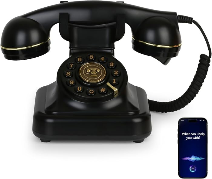 Teléfono Bluetooth vintage, teléfono de escritorio retro con detalles dorados, se conecta al te... | Amazon (US)