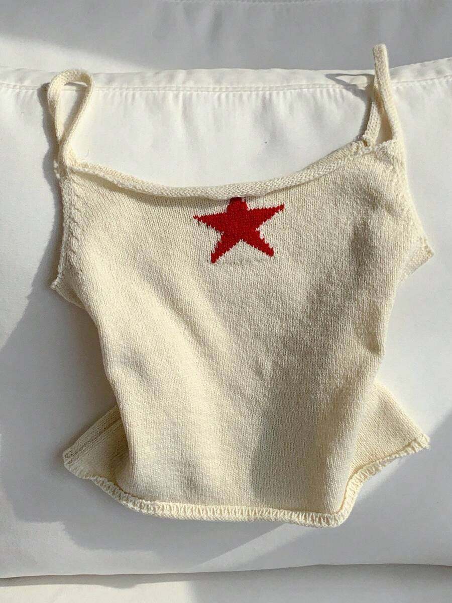 Comfortcana Women's Star Pattern Fitted Knit Sweater, Casual For Summer,Fall | SHEIN