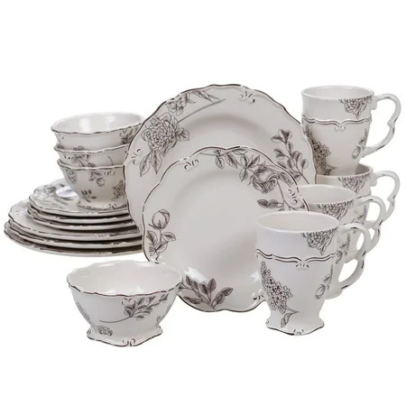Vintage Cream with Floral 16pc Dinnerware Set | Walmart (US)