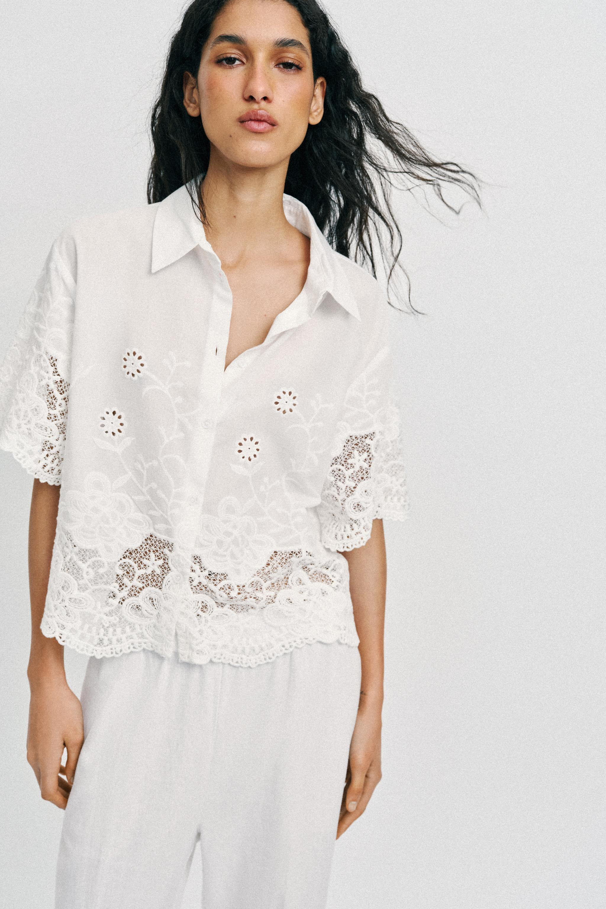 SHIRT WITH CUTWORK EMBROIDERY | Zara UK