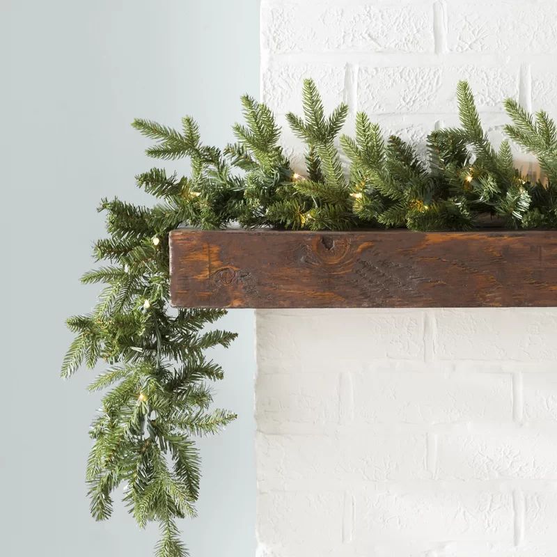 Fresh Feel Real Pre-Lit Garland with 50 Clear/White Lights | Wayfair North America