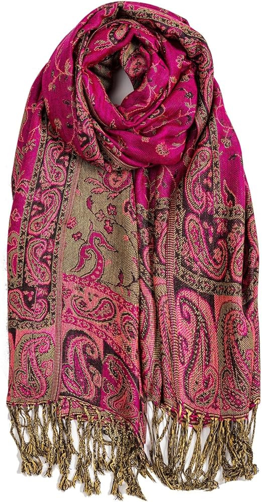 AUSEKALY Pashmina Feel Shawls Wraps for Women Rave Scarf Soft Silky Reversible Men Scarves | Amazon (US)