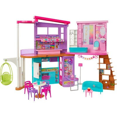 Barbie Vacation House 42" Dollhouse Playset with 2 Levels, 6 Rooms, Elevator Swing & 30+ Pieces | Target