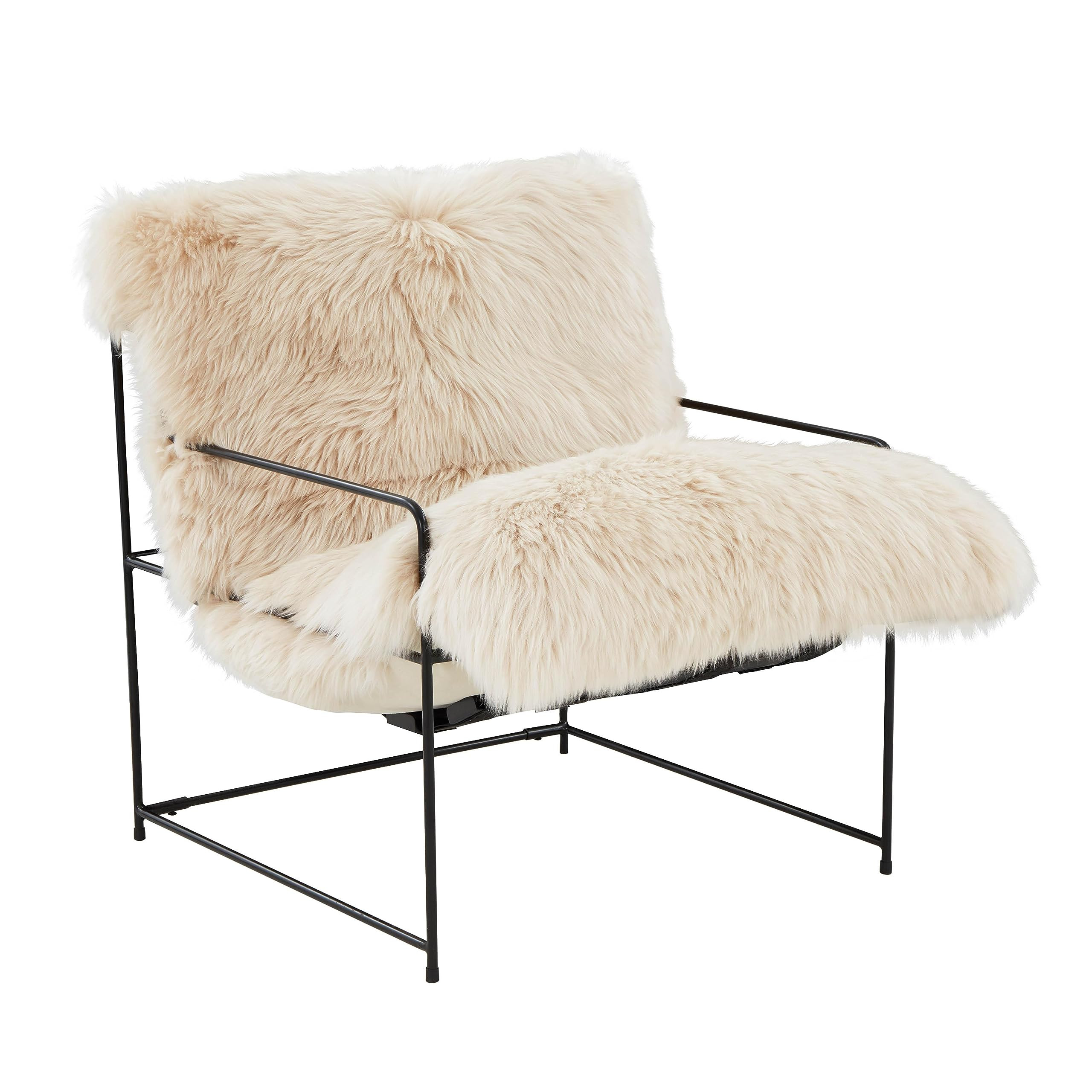 Tov Furniture Kimi Natural Genuine Sheepskin Upholstered Living Room Accent Chair | Amazon (US)