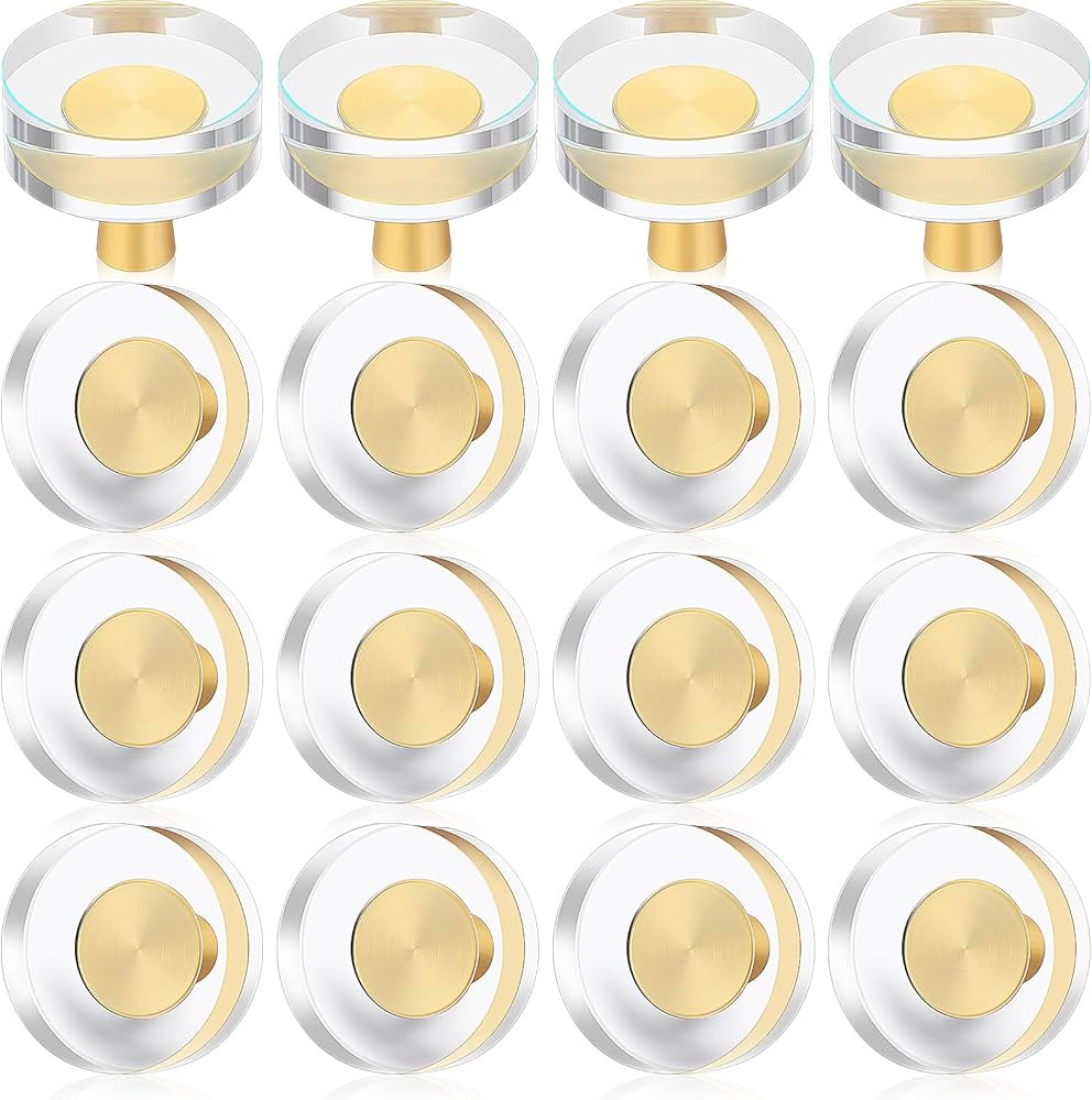 8 Pieces Glass Crystal Knobs Brass Drawer Pull Cabinet Handle Brass Glass Knobs Gold Furniture Ha... | Amazon (US)