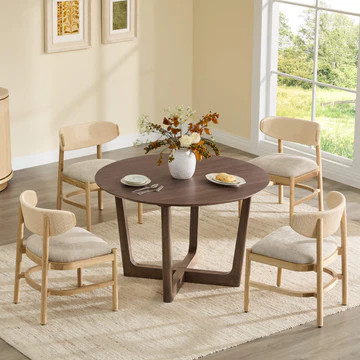 Rory Round Wood Dining Table | Sculpted Cross Base | Chita