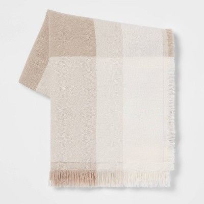 Woven Color Block Throw Blanket Neutral - Threshold&#8482; | Target