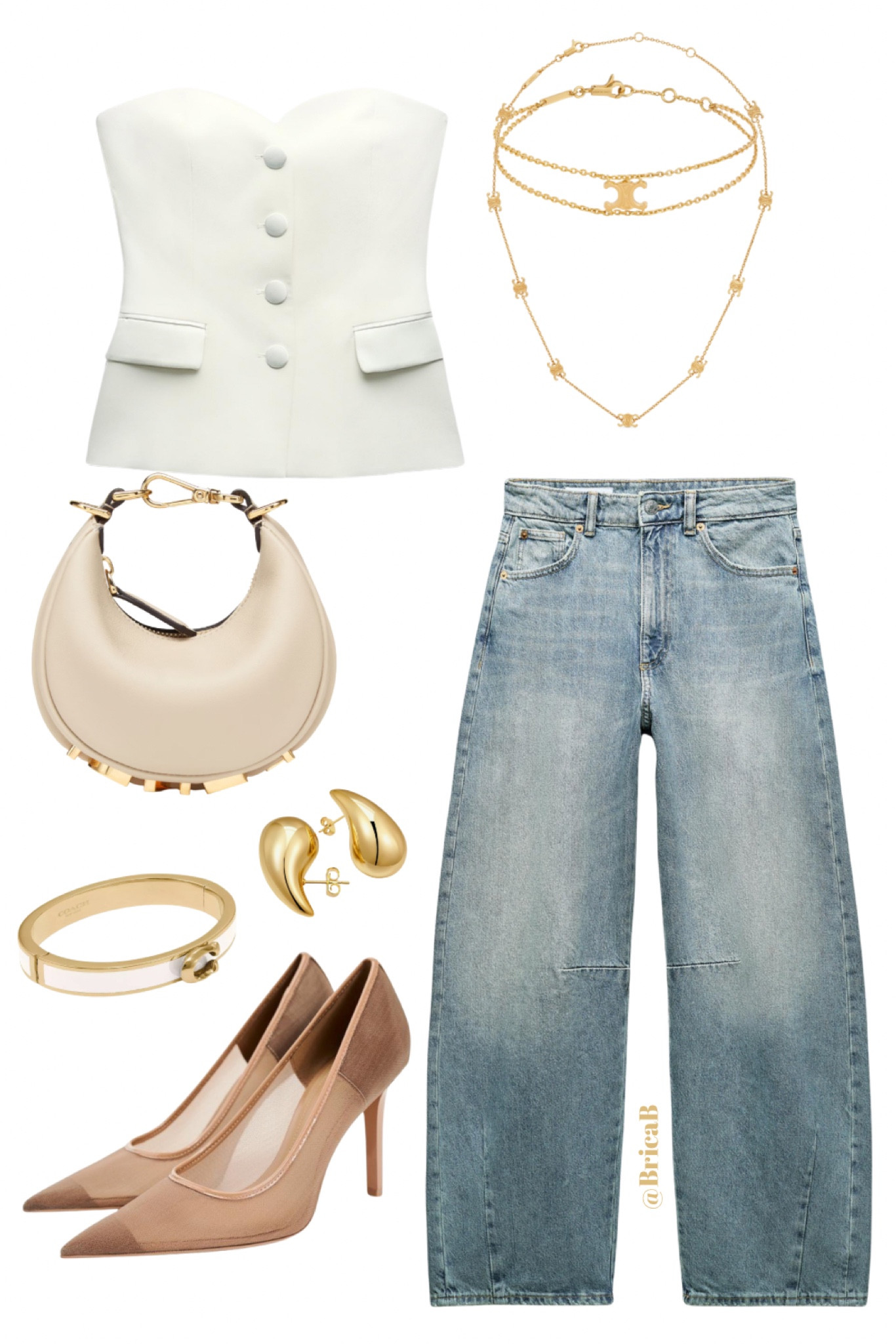 Corset/bustier top and denim  Spring OOTD. Top, jeans & heels from Zara. Necklace and choker Celine. Bag FENDI. Dupes linked. 😘

#LTKover40 #LTKstyletip
