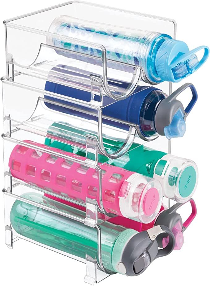 mDesign Plastic Stackable 2 Bottle Storage Holder Rack - Bottle Organizer for Home, Kitchen Count... | Amazon (US)