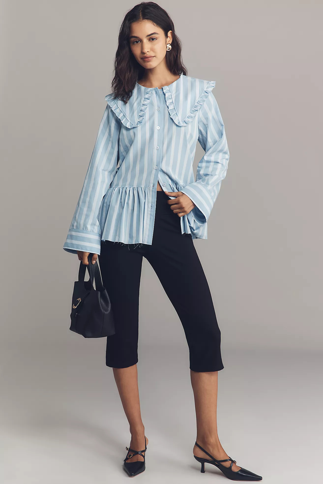 Maeve Cotton Long-Sleeve Collared Blouse | Anthropologie (US)
