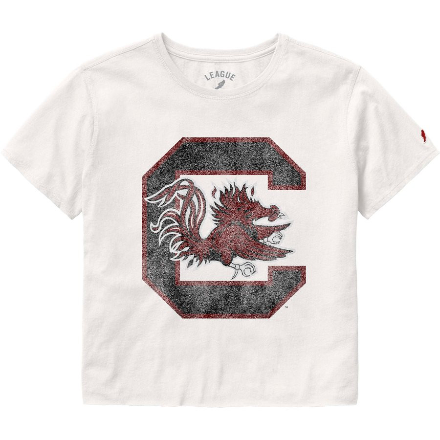 South Carolina Gamecocks League Collegiate Wear Women's Clothesline Cropped T-Shirt - White | Fanatics